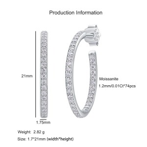 Wholesale 925 Sterling Silver Moissanite Hoop Earring 110100039 Wholesale 925 Sterling Silver Moissanite Hoop Earring 110100039