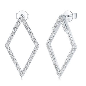 925 Sterling Silver Geometric Rhombus Moissanite Earring 110100040