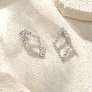 925 Sterling Silver Geometric Rhombus Moissanite Earring 110100040