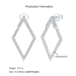 925 Sterling Silver Geometric Rhombus Moissanite Earring 110100040
