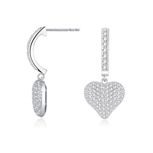 925 Sterling Silver Paved Heart Moissanite Earring 110100041 925 Sterling Silver Paved Heart Moissanite Earring 110100041