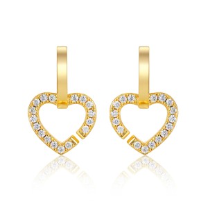 925 Sterling Silver 18K Gold Plated Moissanite Heart Earring 110100042 925 Sterling Silver 18K Gold Plated Moissanite Heart Earring 110100042