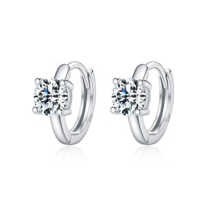 925 Sterling Silver Solitaire Moissanite Hoop Earrings 110100043 925 Sterling Silver Solitaire Moissanite Hoop Earrings 110100043