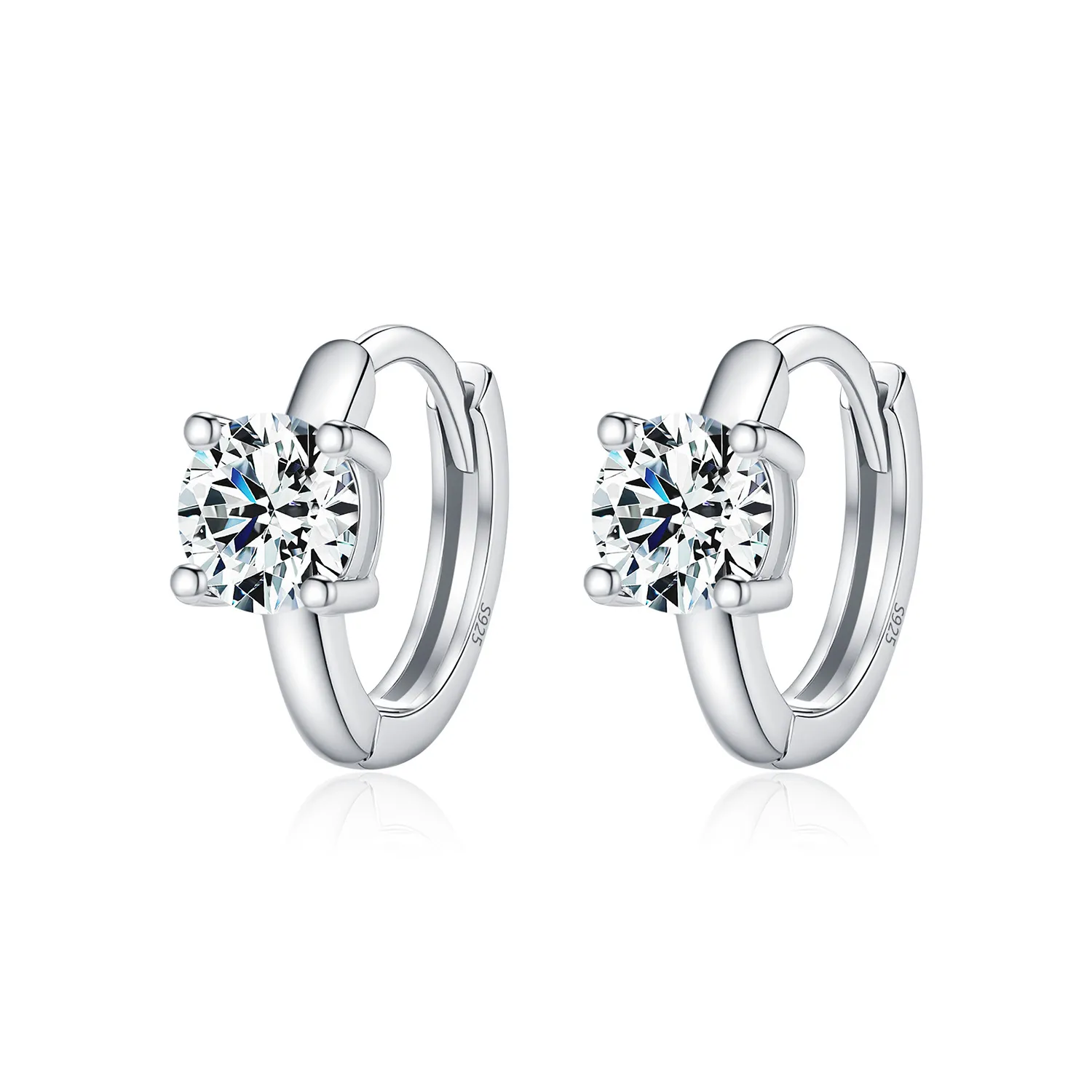 925 Sterling Silver Solitaire Moissanite Hoop Earrings 110100043 925 Sterling Silver Solitaire Moissanite Hoop Earrings 110100043