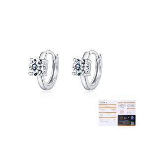 925 Sterling Silver Solitaire Moissanite Hoop Earrings 110100043 925 Sterling Silver Solitaire Moissanite Hoop Earrings 110100043