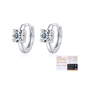925 Sterling Silver Solitaire Moissanite Hoop Earrings 110100043 925 Sterling Silver Solitaire Moissanite Hoop Earrings 110100043