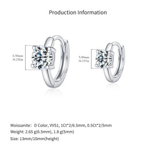 925 Sterling Silver Solitaire Moissanite Hoop Earrings 110100043 925 Sterling Silver Solitaire Moissanite Hoop Earrings 110100043