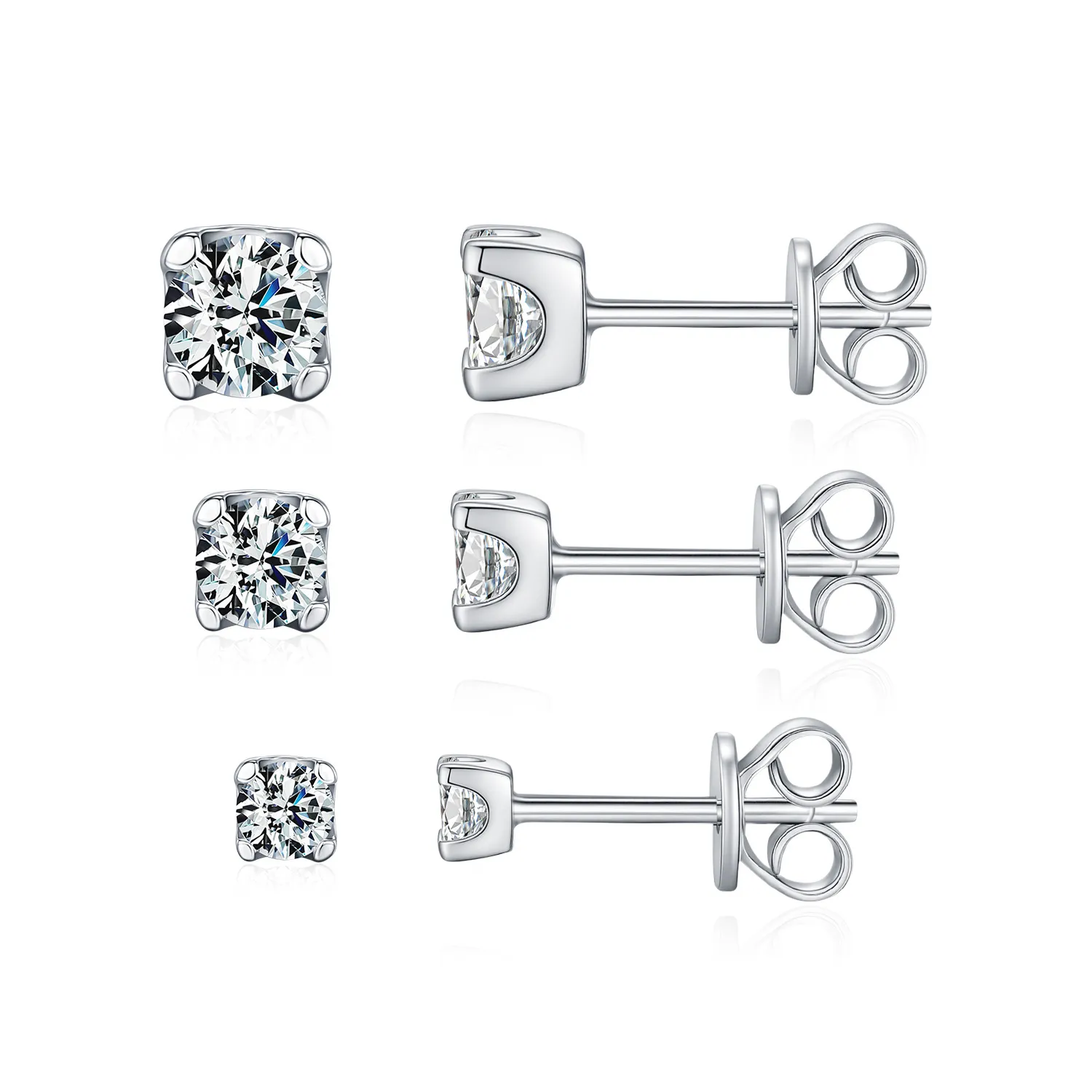 925 Sterling Silver Round Cut Solitaire Moissanite Earrings 110100048