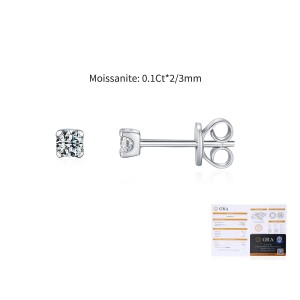 925 Sterling Silver Round Cut Solitaire Moissanite Earrings 110100048