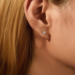 925 Sterling Silver Round Cut Solitaire Moissanite Earrings 110100048