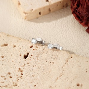 925 Sterling Silver Round Cut Solitaire Moissanite Earrings 110100048