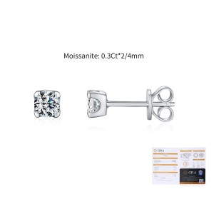 925 Sterling Silver Round Cut Solitaire Moissanite Earrings 110100048