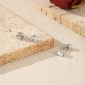 925 Sterling Silver Round Cut Solitaire Moissanite Earrings 110100048