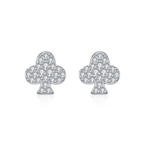925 Sterling Silver Hip Hop Poker Flower Moissanite Stud Earrings 110100049