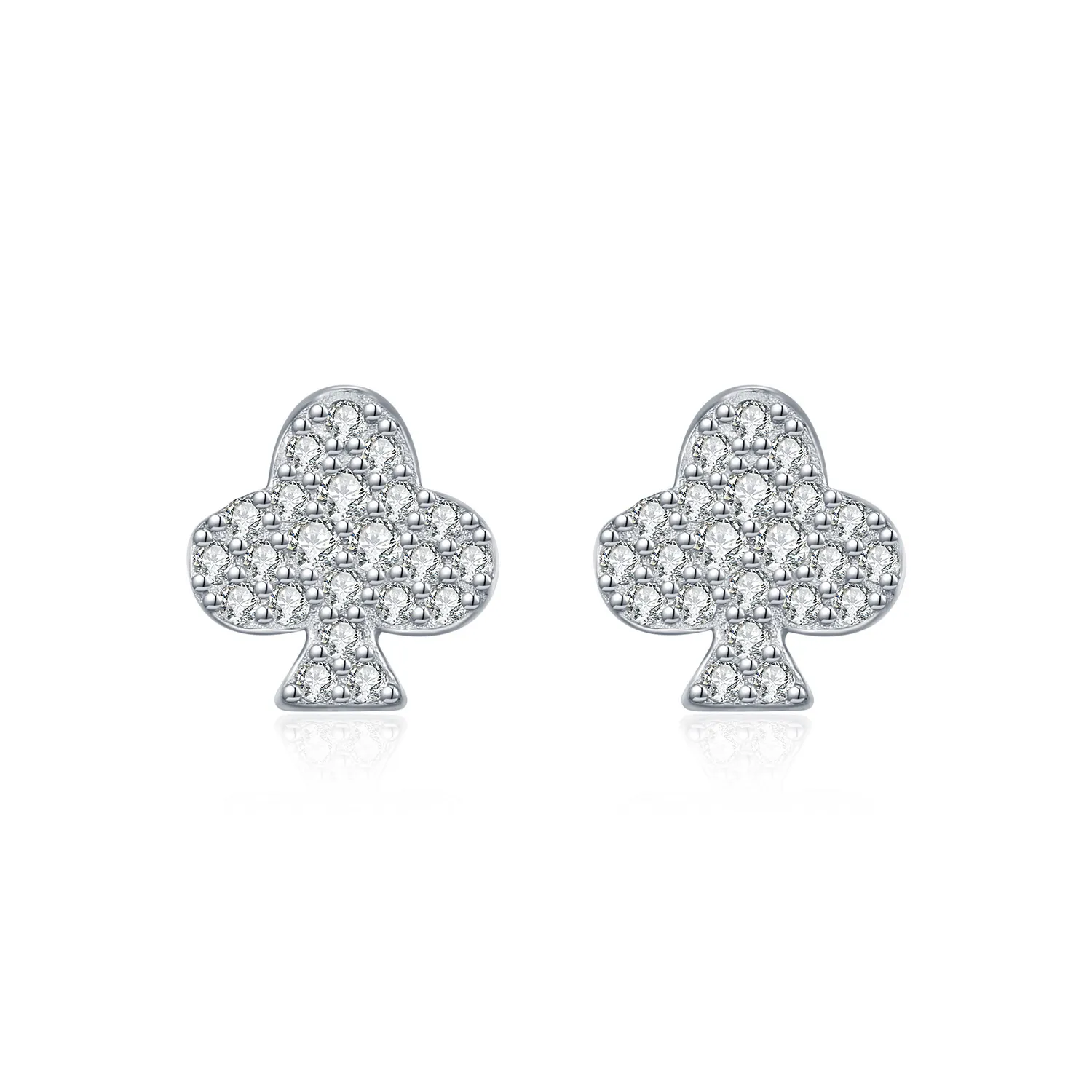 925 Sterling Silver Hip Hop Poker Flower Moissanite Stud Earrings 110100049