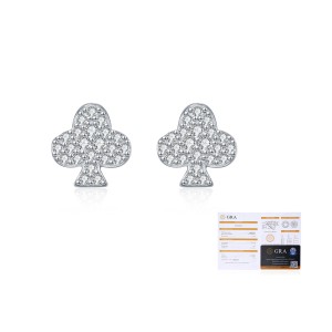 925 Sterling Silver Hip Hop Poker Flower Moissanite Stud Earrings 110100049