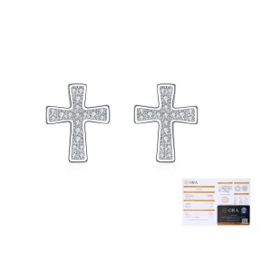 925 Sterling Silver Pave Set Moissanite Cross Stud Earrings 110100050 925 Sterling Silver Pave Set Moissanite Cross Stud Earrings 110100050