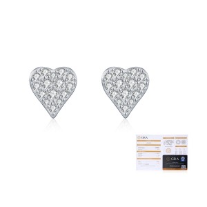 925 Sterling Silver Full Pave Moissanite Heart Stud Earrings 110100053