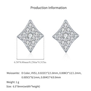 925 Sterling Silver Hip Hop Pave Moissanite Diamond Suit Studs 110100055