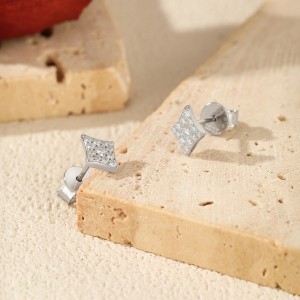 925 Sterling Silver Hip Hop Pave Moissanite Diamond Suit Studs 110100055