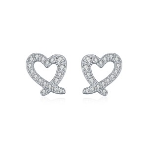 25 Sterling Silver Pave Moissanite Irregular Heart Stud Earrings 110100056 25 Sterling Silver Pave Moissanite Irregular Heart Stud Earrings 110100056