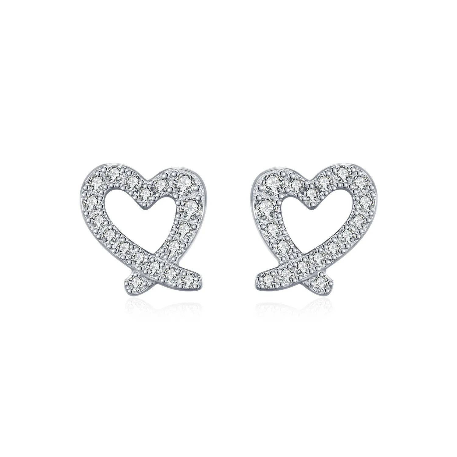 25 Sterling Silver Pave Moissanite Irregular Heart Stud Earrings 110100056 25 Sterling Silver Pave Moissanite Irregular Heart Stud Earrings 110100056