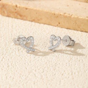 25 Sterling Silver Pave Moissanite Irregular Heart Stud Earrings 110100056 25 Sterling Silver Pave Moissanite Irregular Heart Stud Earrings 110100056