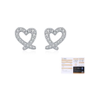 25 Sterling Silver Pave Moissanite Irregular Heart Stud Earrings 110100056 25 Sterling Silver Pave Moissanite Irregular Heart Stud Earrings 110100056