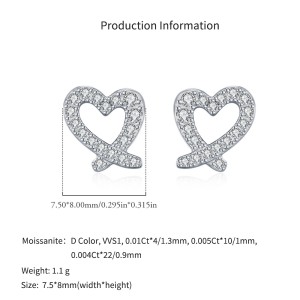 25 Sterling Silver Pave Moissanite Irregular Heart Stud Earrings 110100056 25 Sterling Silver Pave Moissanite Irregular Heart Stud Earrings 110100056