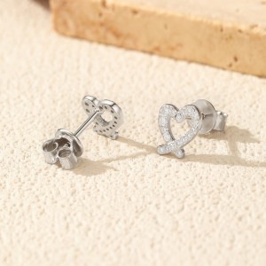 25 Sterling Silver Pave Moissanite Irregular Heart Stud Earrings 110100056 25 Sterling Silver Pave Moissanite Irregular Heart Stud Earrings 110100056