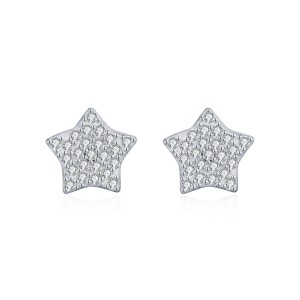 925 Sterling Silver Pave Set Moissanite Star Stud Earrings 110100058