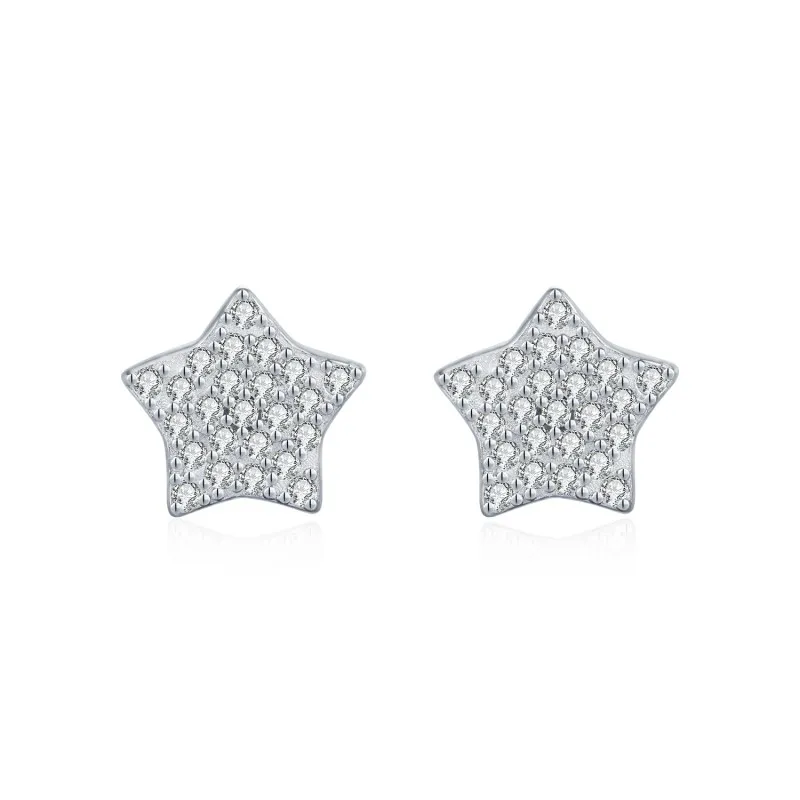 925 Sterling Silver Pave Set Moissanite Star Stud Earrings 110100058