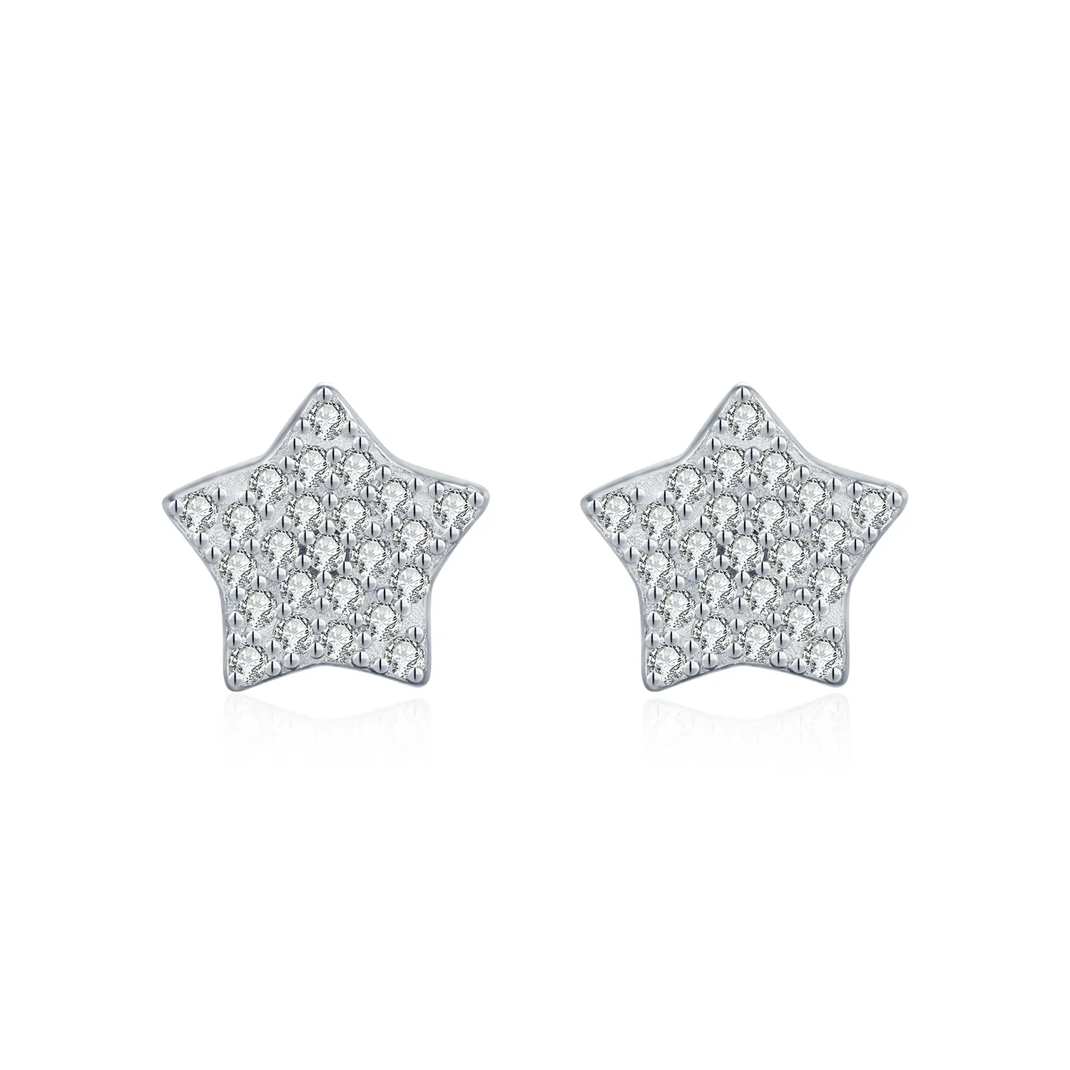 925 Sterling Silver Pave Set Moissanite Star Stud Earrings 110100058