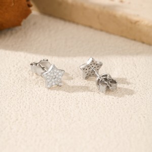 925 Sterling Silver Pave Set Moissanite Star Stud Earrings 110100058