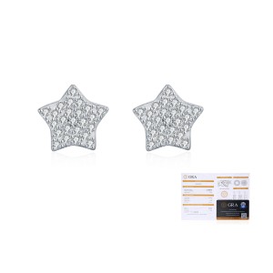 925 Sterling Silver Pave Set Moissanite Star Stud Earrings 110100058
