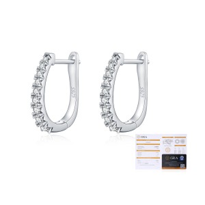 925 Sterling Silver Single Row Moissanite Eternity Hoop Earrings 110100059