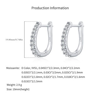 925 Sterling Silver Single Row Moissanite Eternity Hoop Earrings 110100059