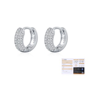 925 Sterling Silver Pave Set Moissanite Ear Buckle Hoops 110100063