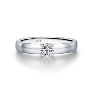 S925 Round Moissanite Solitaire Ring 110200001