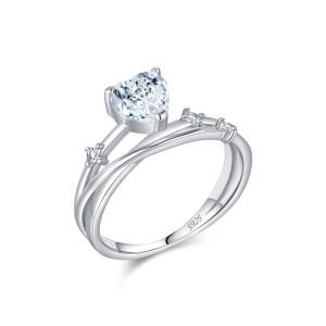 S925 Cross Heart Moissanite Ring 110200006
