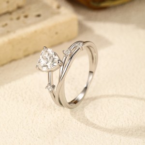 S925 Cross Heart Moissanite Ring 110200006