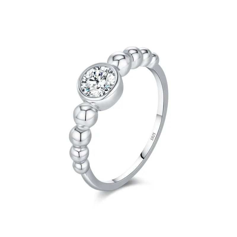 S925 Bubble Beads Moissanite Ring 110200009