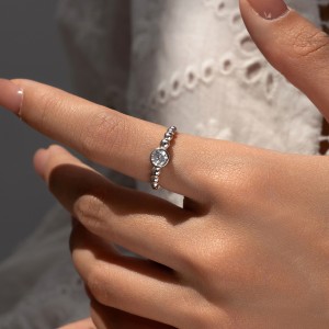 S925 Bubble Beads Moissanite Ring 110200009