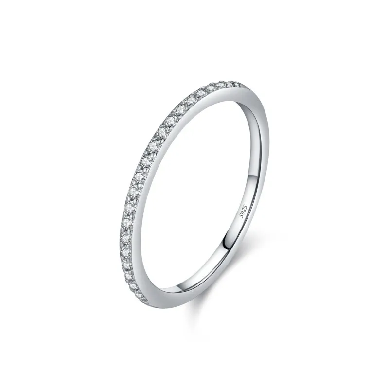 925 Sterling Silver Moissanite Band Ring 110200010