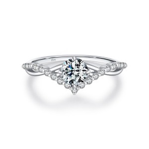 S925 Moissanite Halo Solitaire Wedding Ring 110200011