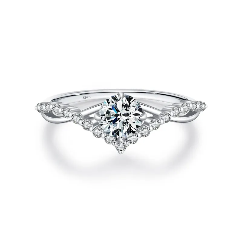 S925 Moissanite Halo Solitaire Wedding Ring 110200011