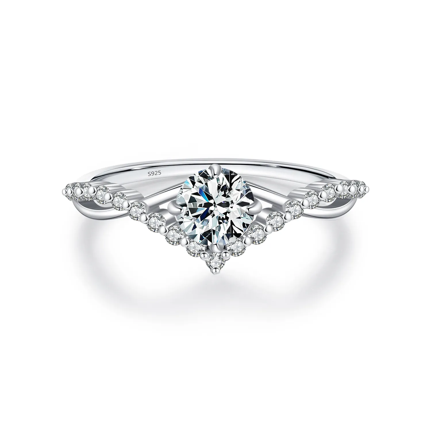 S925 Moissanite Halo Solitaire Wedding Ring 110200011