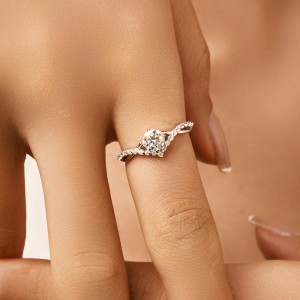 S925 Moissanite Halo Solitaire Wedding Ring 110200011