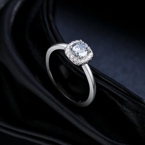 925 Sterling Silver Grey Moissanite Halo Ring 110200018