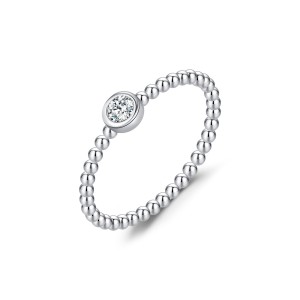925 Sterling Silver Beads Moissanite Band Ring 110200021